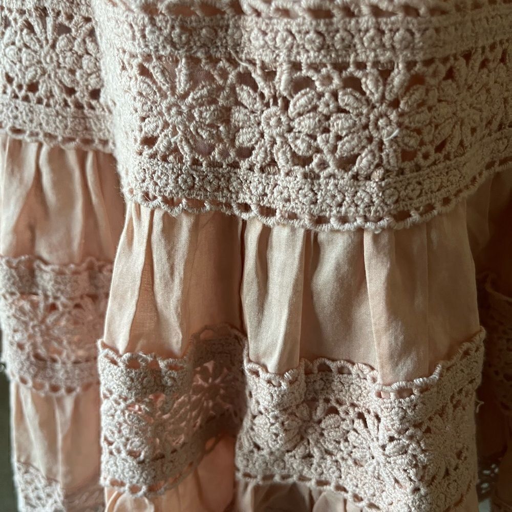 Vintage Victoria's Secret Woven Crochet Lace Peasant Fit Flare Summer Dress - Picture 5 of 9